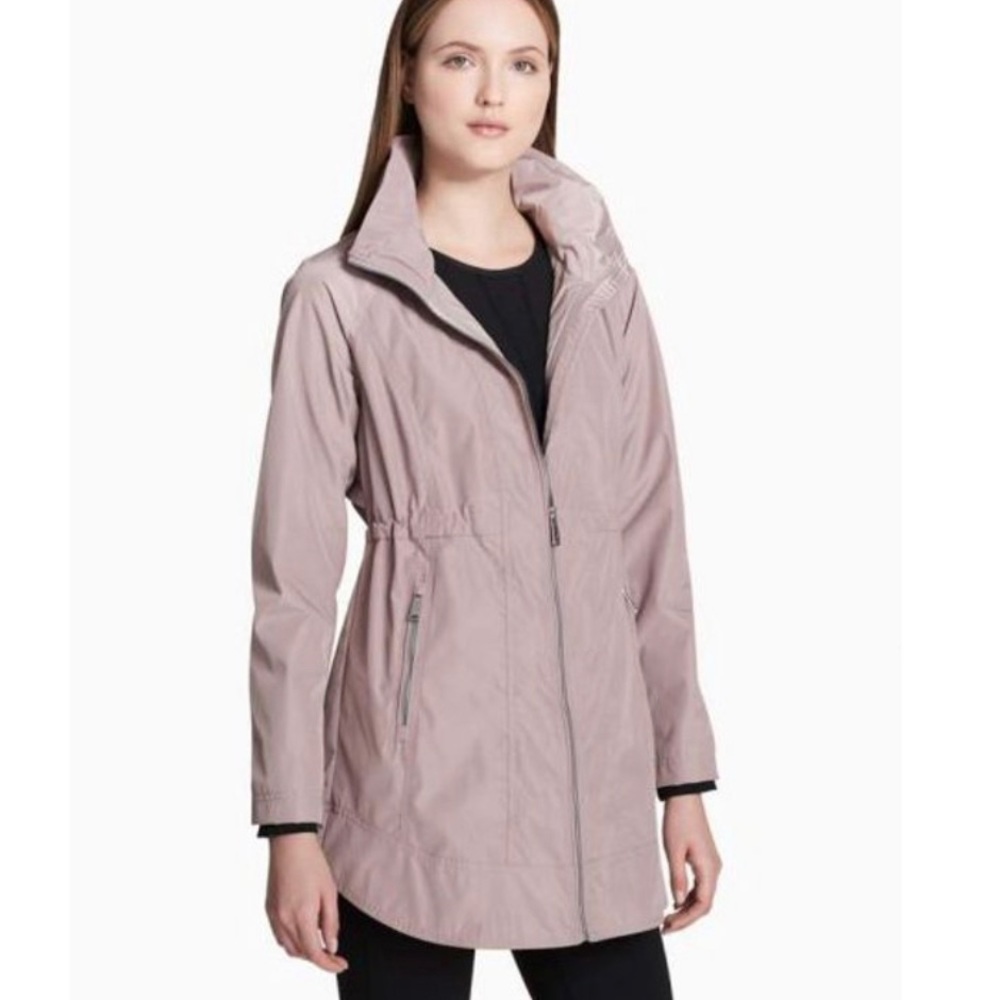 Calvin Klein Womens Performance Long-Line Hooded Jacket Bare